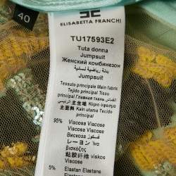 Pre Owned Elisabetta Franchi Pastel Green Jersey Sequin Embellished One Shoulder Jumpsuit S