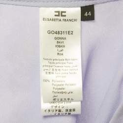 Pre Owned Elisabetta Franchi Purple Floral Printed Organze Tiered Mini Skirt M