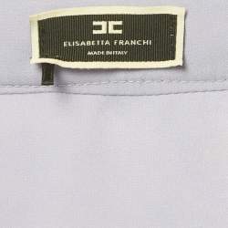 Pre Owned Elisabetta Franchi Purple Floral Printed Organze Tiered Mini Skirt M