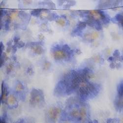 Pre Owned Elisabetta Franchi Purple Floral Printed Organze Tiered Mini Skirt M
