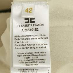 Pre Owned Elisabetta Franchi Gold Sequin Belted Wrap Maxi Dress M