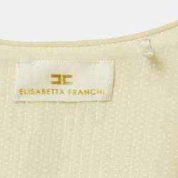 Pre Owned Elisabetta Franchi Gold Sequin Belted Wrap Maxi Dress M