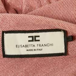 Pre Owned Elisabetta Franchi Rose Pink Lurex Knit Pleated Maxi Dress S