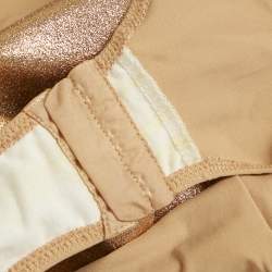 Pre Owned Elisabetta Franchi Metallic Crepe & Sequin Bodysuit and Skirt Set M