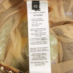 Pre Owned Elisabetta Franchi Metallic Crepe & Sequin Bodysuit and Skirt Set M