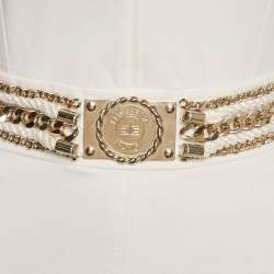 Pre Owned Elisabetta Franchi White Chain Detail Sleeveless Mini Dress S