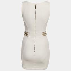 Pre Owned Elisabetta Franchi White Chain Detail Sleeveless Mini Dress S