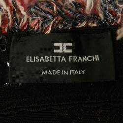 Pre Owned Elisabetta Franchi Pink Beaded Tweed Corset Top L