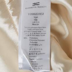 Pre Owned Elisabetta Franchi Beige/Black Monogram Print Jersey Sleeveless Top S