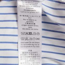 Pre Owned Elisabetta Franchi White & Blue Striped Cotton Tie Detail Shirt S