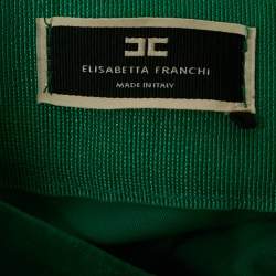 Pre Owned Elisabetta Franchi Green Velvet Top and Skirt Set M