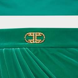 Pre Owned Elisabetta Franchi Green Velvet Top and Skirt Set M