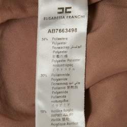 Pre Owned Elisabetta Franchi Beige/Dusty Rose Lace and Tweed Mini Dress S