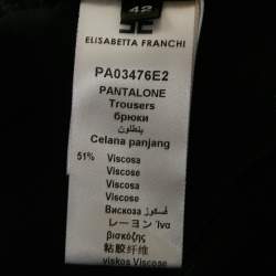 Pre Owned Elisabetta Franchi Black Crepe High Rise Flared Trousers M