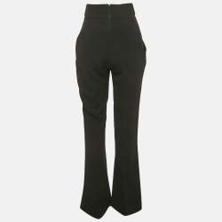 Pre Owned Elisabetta Franchi Black Crepe High Rise Flared Trousers M