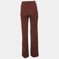 Pre Owned Elisabetta Franchi Burgundy Stretch Crepe Flared Trousers S