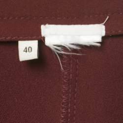 Pre Owned Elisabetta Franchi Burgundy Stretch Crepe Flared Trousers S