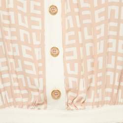 Pre Owned Elisabetta Franchi Beige Monogram Print Crepe Mini Dress L