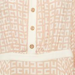 Pre Owned Elisabetta Franchi Beige Monogram Print Crepe Mini Dress L