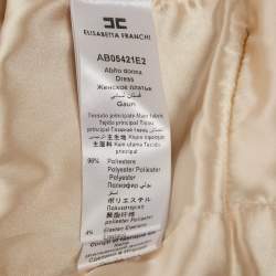 Pre Owned Elisabetta Franchi Cream Logo Print Crepe Sleeveless Mini Dress M 
