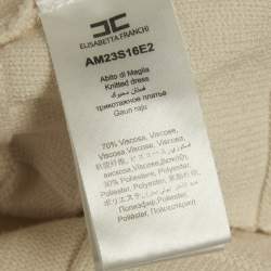 Pre Owned Elisabetta Franchi Cream Textured Knit Double Breasted Cardigan Mini Dress M