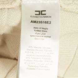 Pre Owned Elisabetta Franchi Cream Textured Knit Double Breasted Cardigan Mini Dress M