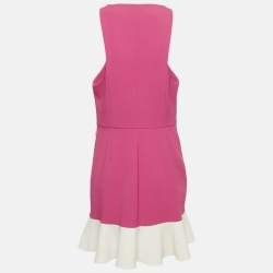 Pre Owned Elisabetta Franchi Pink Crepe Zip-Up Mini Dress M