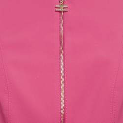 Pre Owned Elisabetta Franchi Pink Crepe Zip-Up Mini Dress M