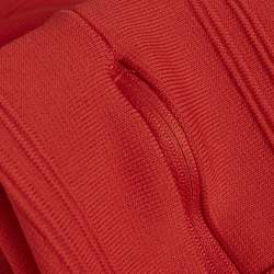 Pre Owned Elisabetta Franchi Red Logo Embellished Knit Mini Dress S