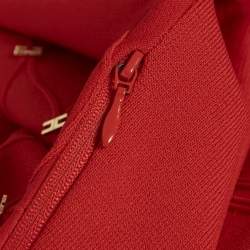 Pre Owned Elisabetta Franchi Red Logo Embellished Knit Mini Dress S