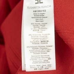 Pre Owned Elisabetta Franchi Red Logo Embellished Knit Mini Dress S