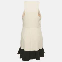 مملوكة مسبقًا Elisabetta Franchi Cream Crepe Flounced Hem Mini Dress L