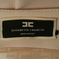 مملوكة مسبقًا Elisabetta Franchi Cream Crepe Flounced Hem Mini Dress L
