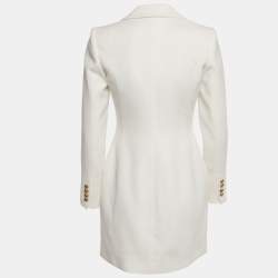 Pre Owned Elisabetta Franchi White Crepe Double Breasted Mini Dress S