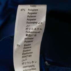 Pre Owned Elisabetta Franchi Blue Striped Print Satin High Low Skirt L