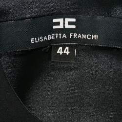 Pre Owned Elisabetta Franchi Black Jersey Logo Detail Mini Dress M