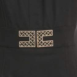 Pre Owned Elisabetta Franchi Black Jersey Logo Detail Mini Dress M