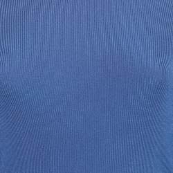 Pre Owned Elisabetta Franchi Blue Jersey Lace Up Detail Bodycon Dress M