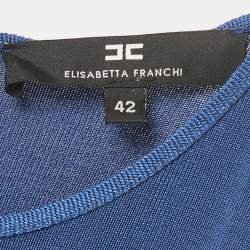 Pre Owned Elisabetta Franchi Blue Jersey Lace Up Detail Bodycon Dress M