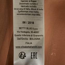 Pre Owned Elisabetta Franchi Pink Embellished Crepe Midi Skirt M