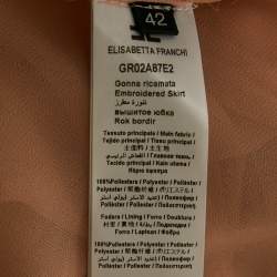 Pre Owned Elisabetta Franchi Pink Embellished Crepe Midi Skirt M
