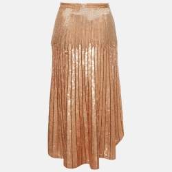 Pre Owned Elisabetta Franchi Pink Embellished Crepe Midi Skirt M