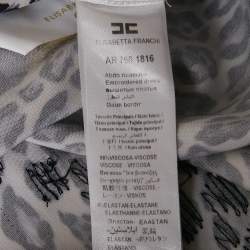 Pre Owned Elisabetta Franchi Beige/Black Leopard Print Crepe Sequin Embellished Mini Dress M