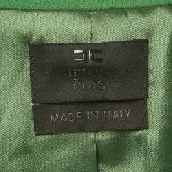 Pre Owned Elisabetta Franchi Green Crepe Lace-Up Detail Mini Coat Dress S