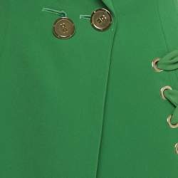Pre Owned Elisabetta Franchi Green Crepe Lace-Up Detail Mini Coat Dress S