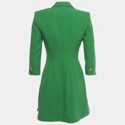 Pre Owned Elisabetta Franchi Green Crepe Lace-Up Detail Mini Coat Dress S