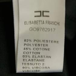 Pre Owned Elisabetta Franchi Black Satin Panel Lace Pencil Skirt M