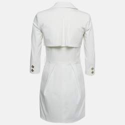 Pre Owned Elisabetta Franchi White Crepe Blazer Dress S