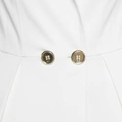 Pre Owned Elisabetta Franchi White Crepe Blazer Dress S