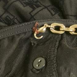 Pre Owned Elisabetta Franchi Black Monogram Jersey Chain Detail Mini Dress M